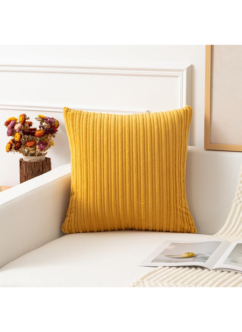 K KEVIN TEXTILE Kevin Textile Pack of 2 Corduroy Soft Soild Decorative Square Throw Pillow Covers Set Cushion Cases Pillowcases for Christmas Sofa Bedroom Car 26 x 26 Inch 66 x 66 Cm Orange Yellow  - Image 4