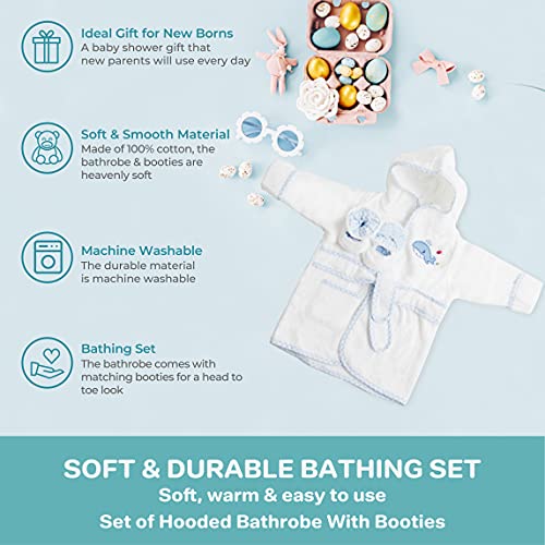 Spasilk 100% Cotton Hooded Terry Bathrobe with Booties — Baby Girl Gifts — Baby Boy Gifts —One Size — Shower Gift - Image 4