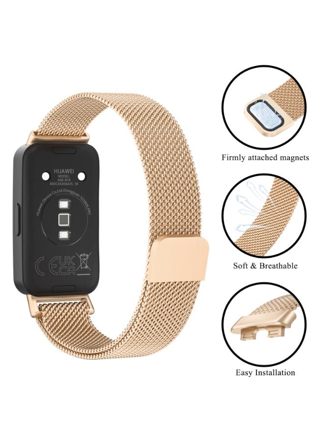 ChicVibe Metal Straps for Huawei Band 10/9/8, Adjustable Milanese Stainless Steel Strap with Magnetic Buckle for Huawei Band 10/9/8 Women Men - Image 2