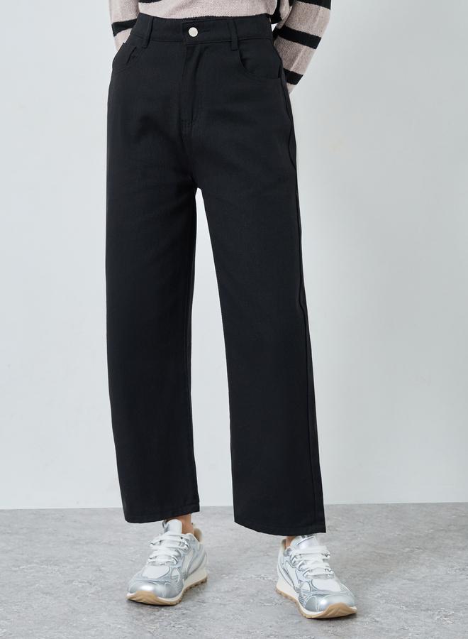 Styli Mid Rise Plain Wide Leg Jeans - Image 2