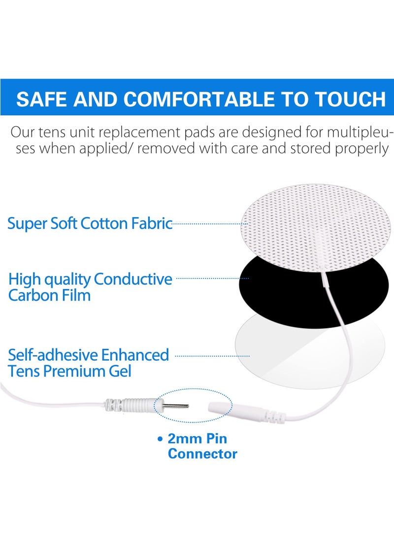 KASTWAVE 20PCS Round Electrodes Pads 1.25" Reusable Carbon Electrotherapy Pads for EMS Muscle Stimulator with 2.0 mm Pigtail Connectors Reusable Skin Patch for Muscle  - Image 2