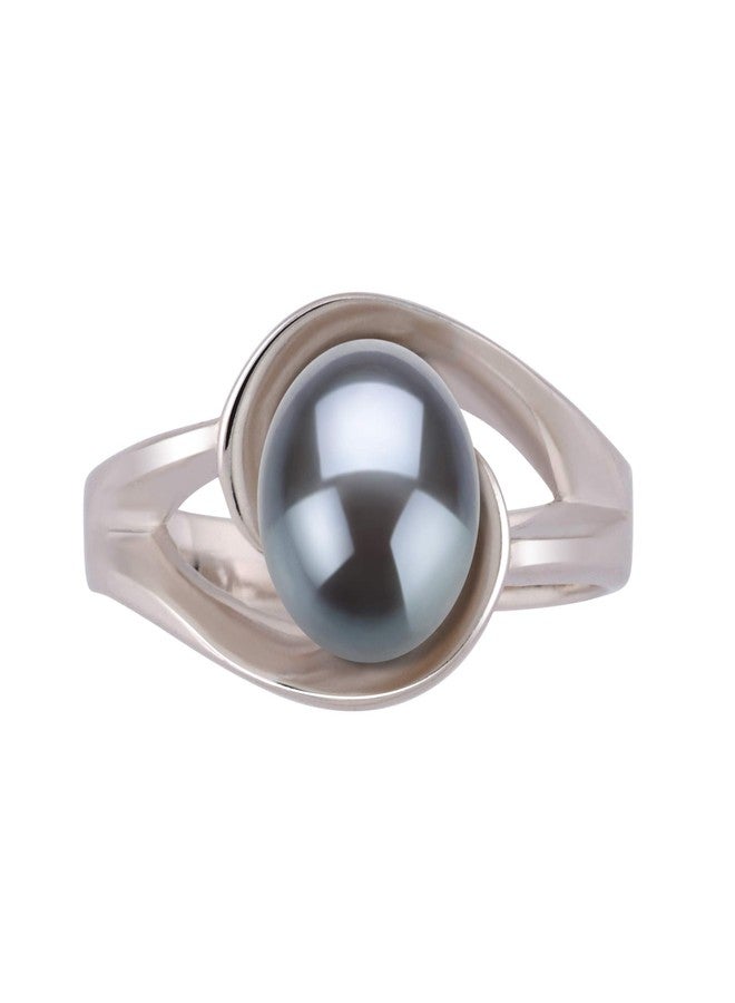 PearlsOnly Clare Black 6-7mm AAA Quality Freshwater 925 Sterling Silver Cultured Pearl Ring For Women - Size-6 - Image 3