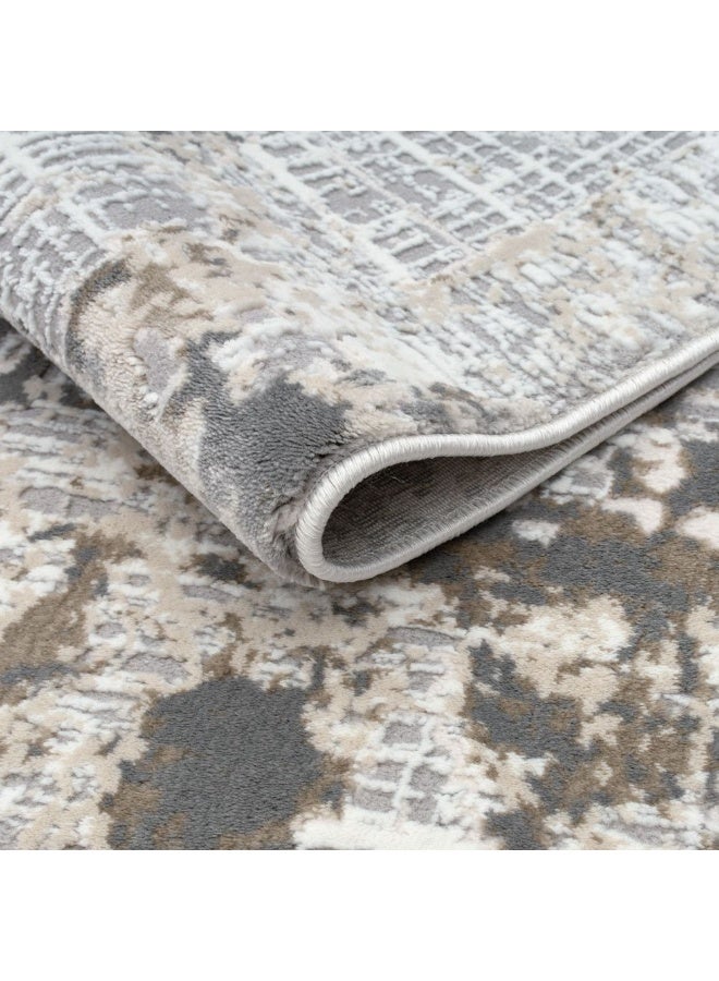 DANUBE HOME Urbana Modern Distressed Rug | Washable Modern Rugs Style | Polypropylene + Polyester Area Rug Floor Covering | Indoor Carpet For Living Room Dining Bedroom 120X180cm-Grey - Image 3