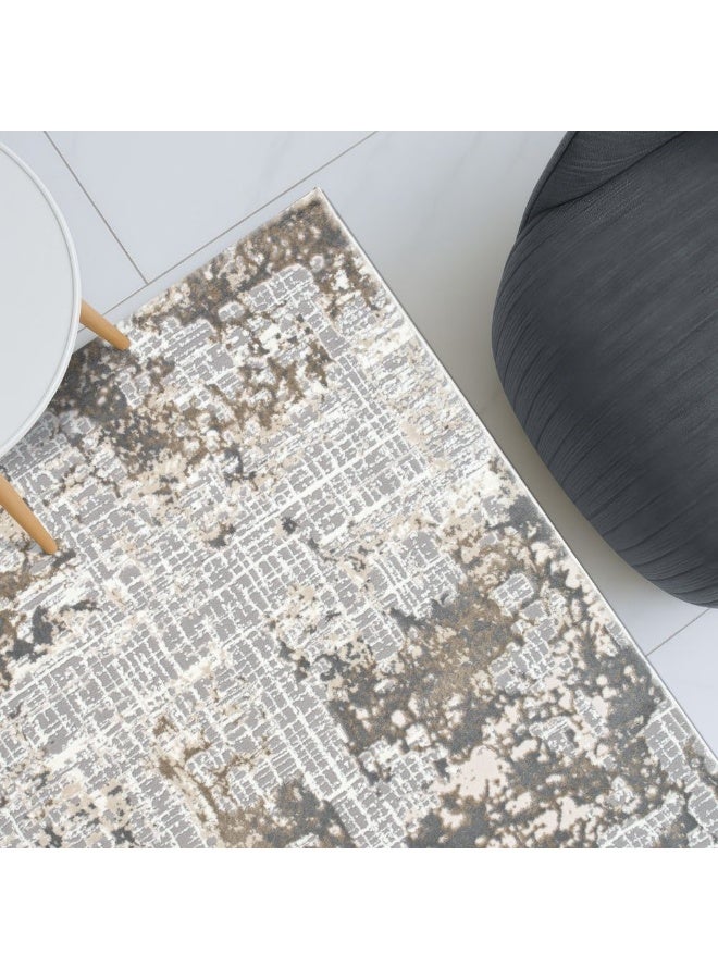 DANUBE HOME Urbana Modern Distressed Rug | Washable Modern Rugs Style | Polypropylene + Polyester Area Rug Floor Covering | Indoor Carpet For Living Room Dining Bedroom 120X180cm-Grey - Image 1