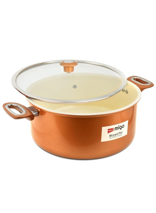 Impex Ceramic Biryani Pot 10 Litre | Induction and Gas Compatible Biriyani Pot | Glass Lid with Steam Vent | Free from PTFE, PFOA and Heavy Metals| 100% Non Toxic | 2 Year Warranty - Image 1