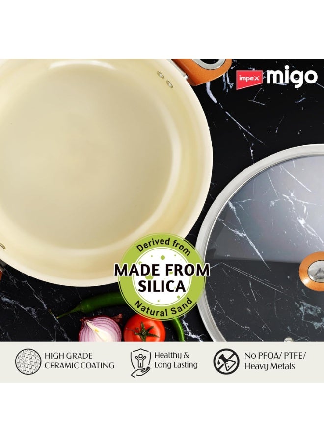 Impex Ceramic Biryani Pot 10 Litre | Induction and Gas Compatible Biriyani Pot | Glass Lid with Steam Vent | Free from PTFE, PFOA and Heavy Metals| 100% Non Toxic | 2 Year Warranty - Image 3