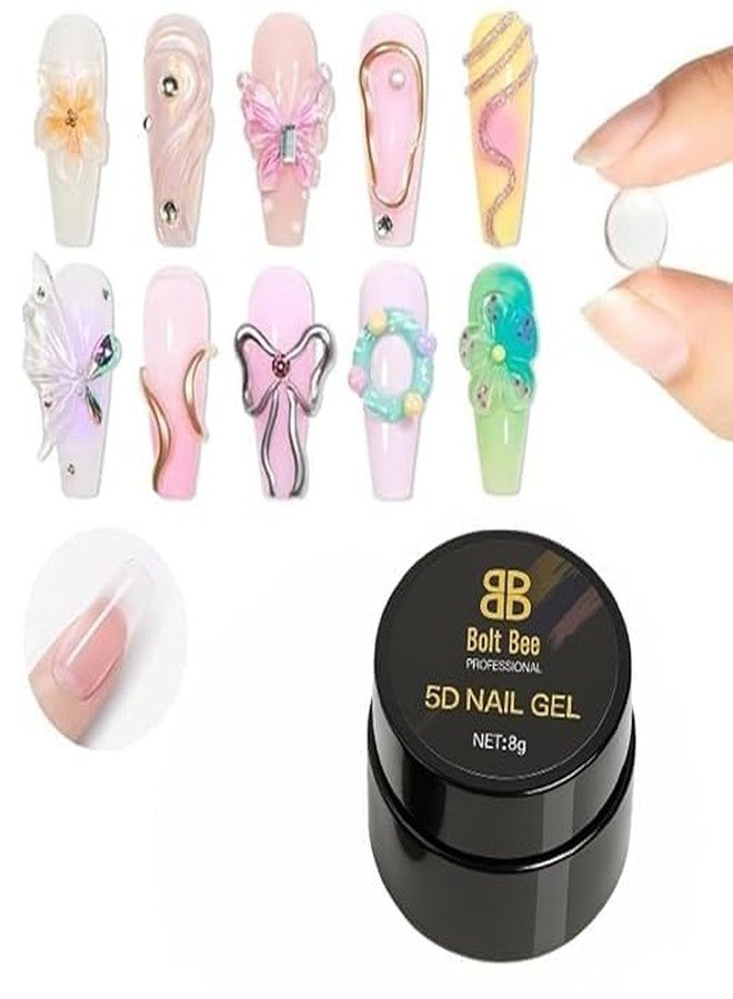 Bolt Bee 5D Sculpting Gel for Nail Art - Clear 8g Hard Builder Gel for Nail Extension, Carving & Embossing | Non-Sticky Texture, 5D Pattern Design Gel - Professional & DIY Use - Image 1