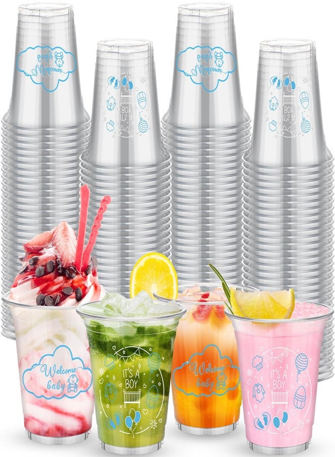 Tioncy 100 Pcs Baby Shower Plastic Cups 12oz Clear Disposable Drinking Cups It's A Boy Blue Baby Shower Gender Reveal Party Supplies Bulk for Birthday Party Decorations - Image 1