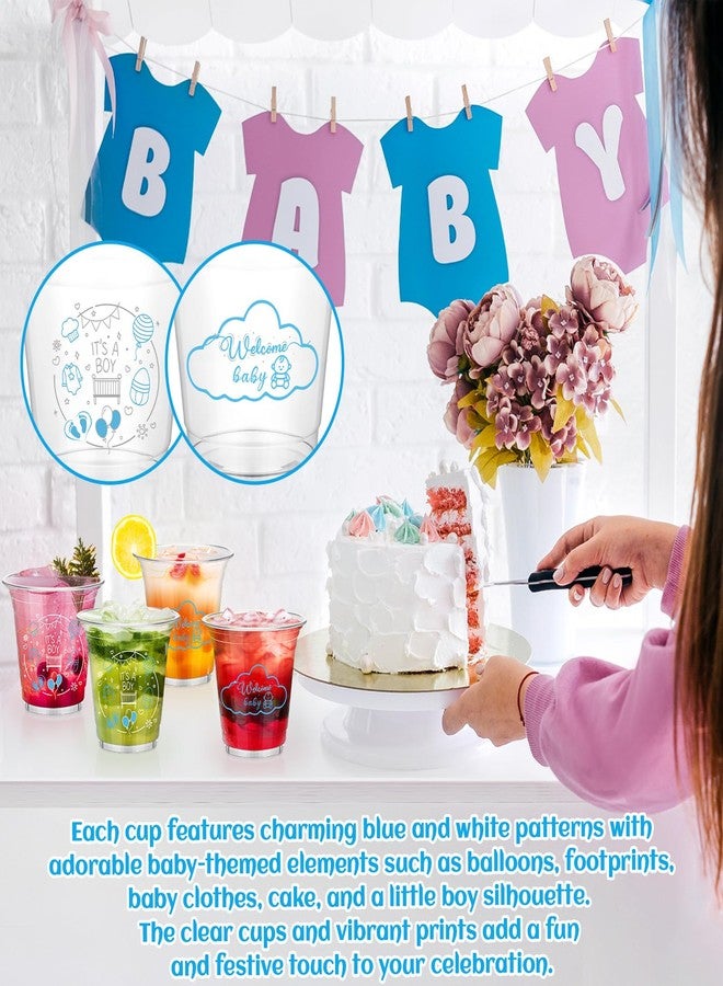 Tioncy 100 Pcs Baby Shower Plastic Cups 12oz Clear Disposable Drinking Cups It's A Boy Blue Baby Shower Gender Reveal Party Supplies Bulk for Birthday Party Decorations - Image 4