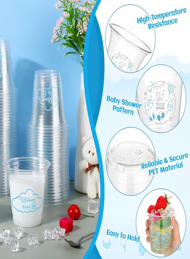 Tioncy 100 Pcs Baby Shower Plastic Cups 12oz Clear Disposable Drinking Cups It's A Boy Blue Baby Shower Gender Reveal Party Supplies Bulk for Birthday Party Decorations - Image 3