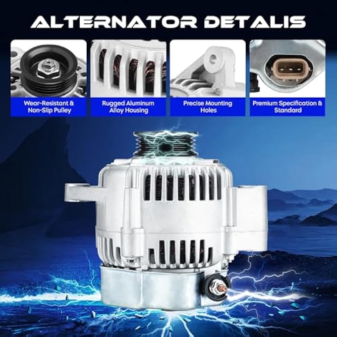 SEHNSUCHT Alternator Replacement New for Toyota 4Runner 1996-1998 3.4L, for Toyota T100 1997-1998 3.4L, for Toyota Tacoma 1997-1999 3.4L, for Toyota Tundra 2000-2002 3.4L, Replace for 101211-4130, 27060-62180 - Image 2