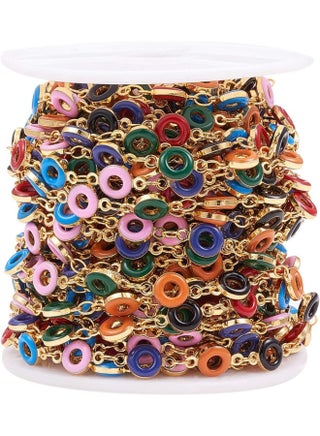 32.8 Ft(10 Meters) Handcrafted Colorful Brass Donut Shape Enamelled Charming Beaded Soldered Chains for Necklace Bracelet Earrings Jewelry Making - pzsku/Z7AFF20A63196DE2DDC49Z/45/1747364632/6be6330c-9aae-4613-bb22-7d87b4b26bb7