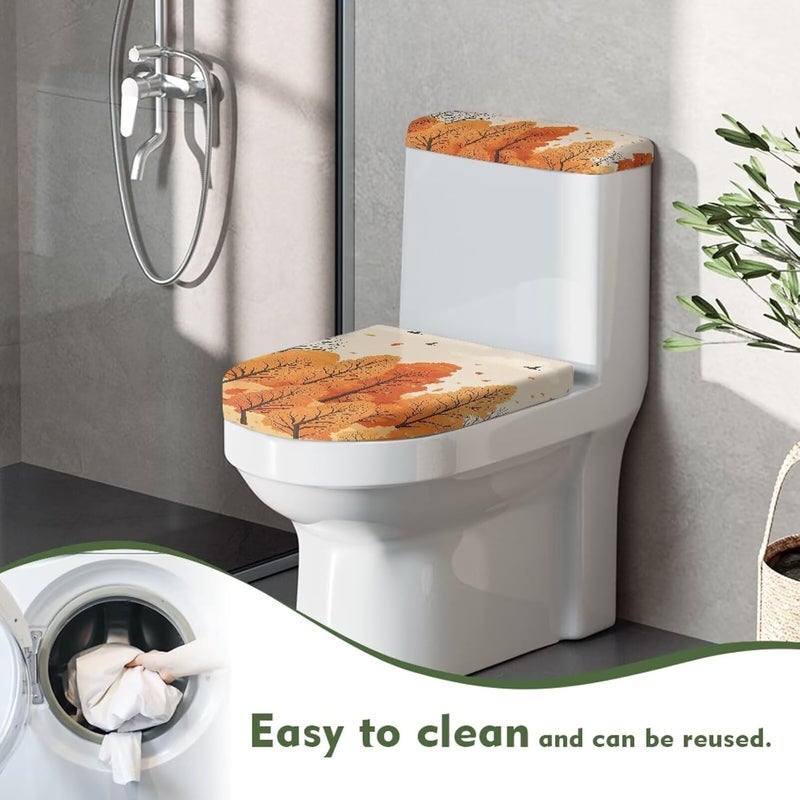 Vanideaoty Store Trees Autumn Toilet Lid Cover and Toilet Tank Lid Cover Cute Stretch Washable for Bathroom Fall Decoration - Image 4