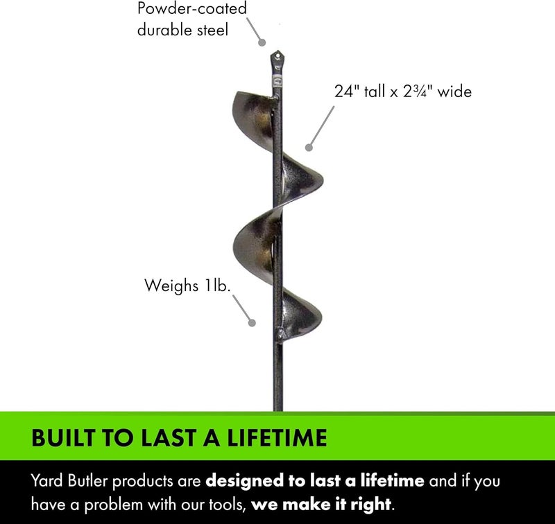 Yard Butler Roto Planter 24” Garden Digging Auger Drill Bit, IRP-3 - Digging Tool for Effortless Bulb Planting - Multi-Use Drill - Heavy-Duty Garden Tool - Power-Coated Steel - Rust-Resistant - Image 3