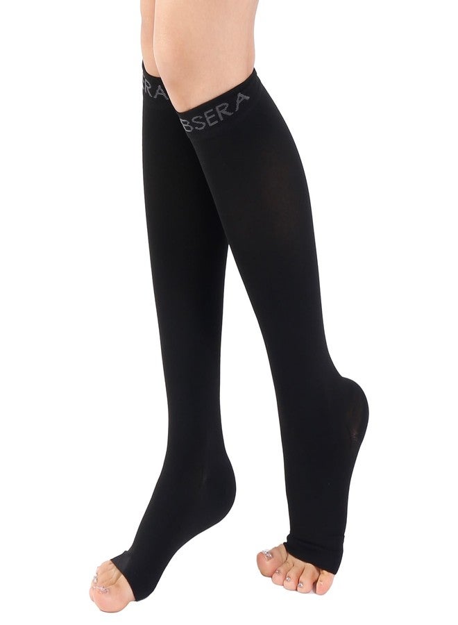 BSERA Open Toe Compression Socks for Women Men - 20-30 Mmhg Toeless Knee High Compression Stockings for Circulation Support Varicose Vein Shin Splints Swelling - Image 1