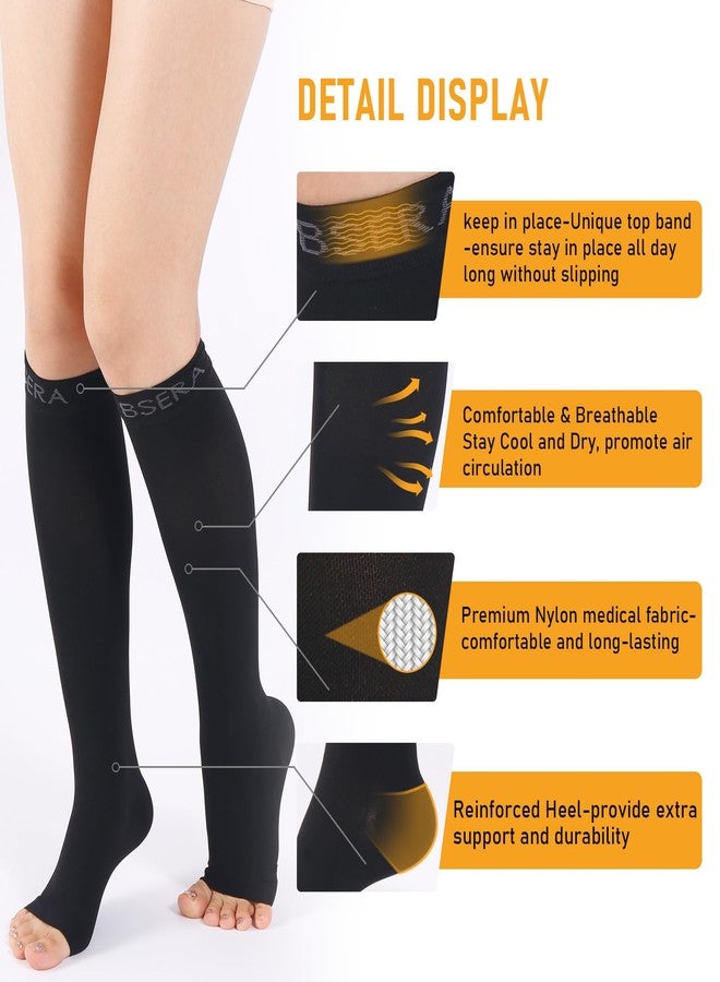 BSERA Open Toe Compression Socks for Women Men - 20-30 Mmhg Toeless Knee High Compression Stockings for Circulation Support Varicose Vein Shin Splints Swelling - Image 4