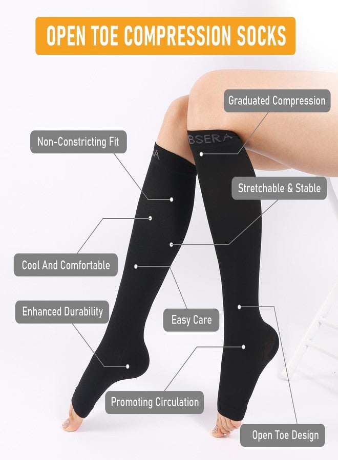 BSERA Open Toe Compression Socks for Women Men - 20-30 Mmhg Toeless Knee High Compression Stockings for Circulation Support Varicose Vein Shin Splints Swelling - Image 3