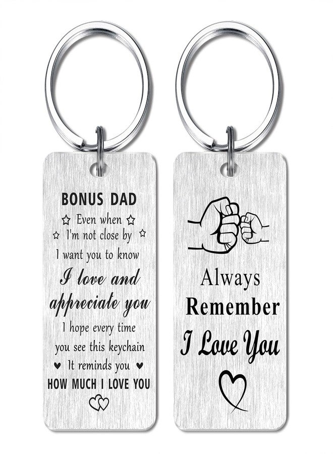 Jzxwan Bonus Dad Gifts, I Love You Step Dad Christmas Keychain Gifts, Appreciate Stepdad Birthday Key Chain, Step Father Present - Image 1