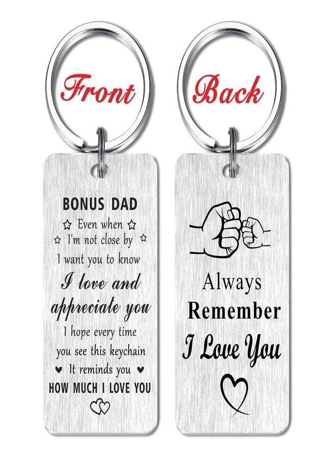 Jzxwan Bonus Dad Gifts, I Love You Step Dad Christmas Keychain Gifts, Appreciate Stepdad Birthday Key Chain, Step Father Present - Image 2