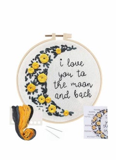 Excefore Embroidery Kit for Beginners Cross Stitch Kits DIY Stamped Embroidery Starters Set with Floral Pattern Instructions Embroidery Hoop and Color Threads for Adults Kids Beginners Wall Decor  - Image 1