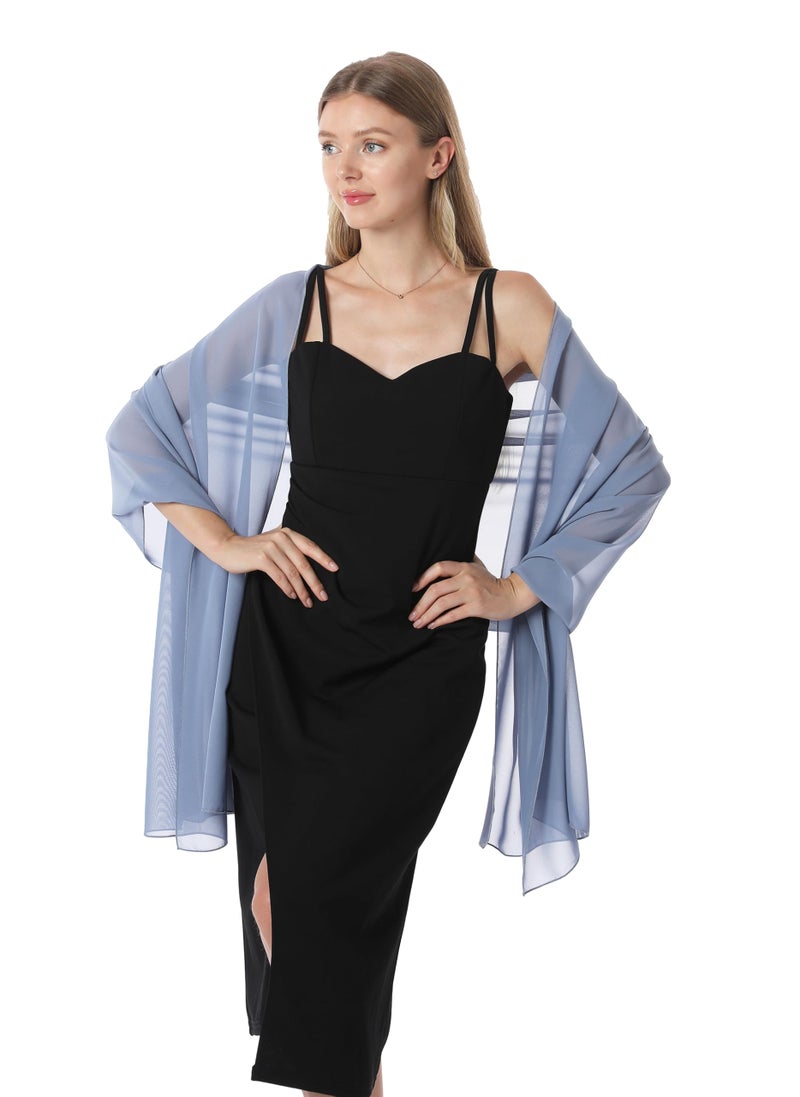 Hotshawl Chiffon Shawls and Wraps for Evening Dresses Women Elegant Soft Scarf Bridal Scarve Wedding Stole (Dusty Blue, One Size) - Image 2