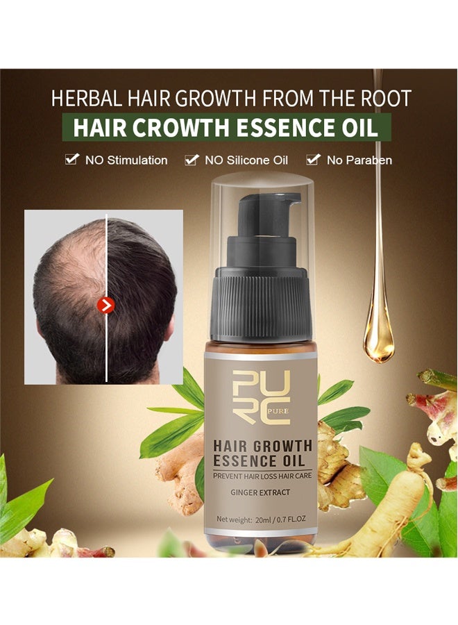 PURC Hair Growth Essence Oil For Hair Fall Hair Regrowth & Scalp Treatment Ginger Essential Oil Supports Healthy Hair Thinning Treatment Hair Growth Oil for Women & Men 20ml - Image 2