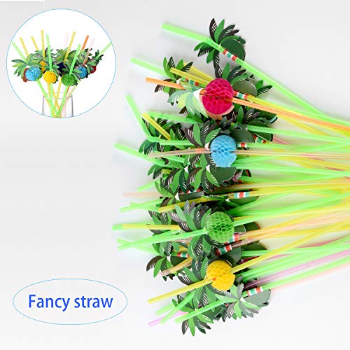ALINK 50 Coconut Tree Drinking Straws, Hawaiian Beach Cocktail Luau Party Decorations Supplies - Image 4