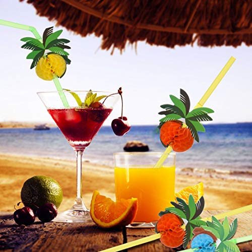 ALINK 50 Coconut Tree Drinking Straws, Hawaiian Beach Cocktail Luau Party Decorations Supplies - Image 5