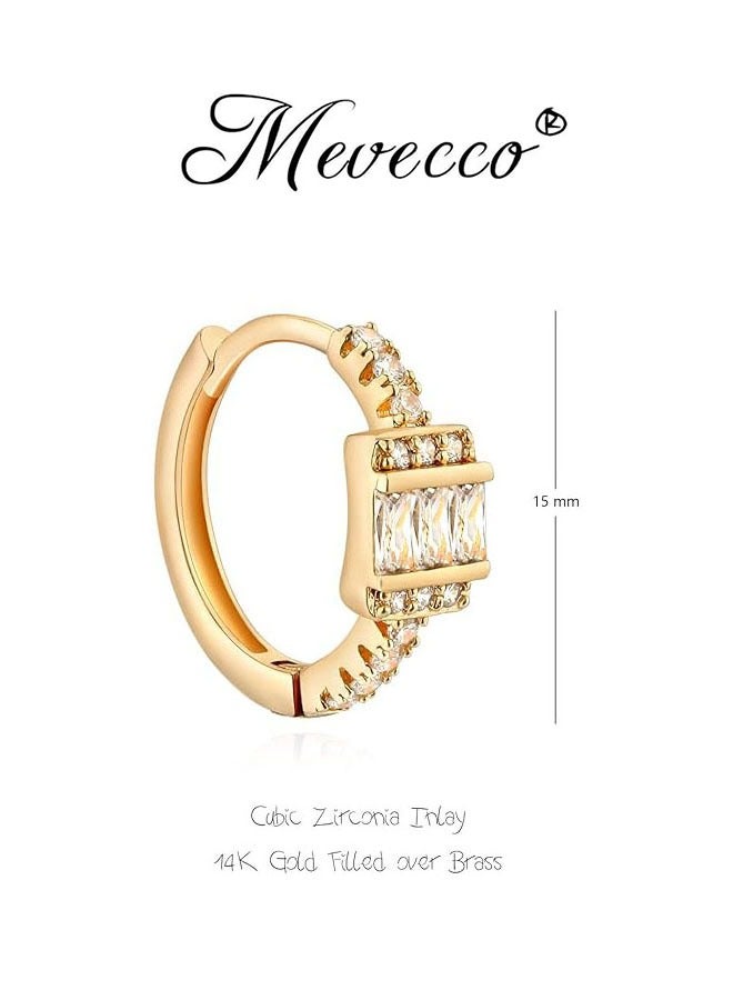MEVECCO Women Huggie Earrings Gold Hoop Sleeper 14K Gold Filled Small Simple Handmade Hypoallergenic Everyday Jewelry - Image 2