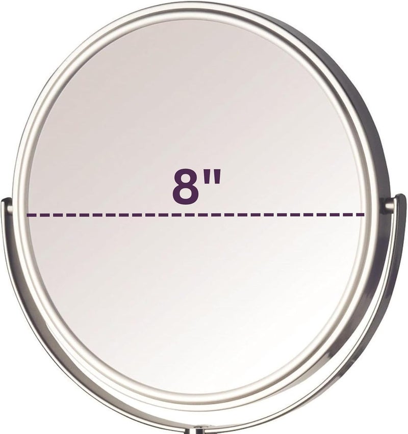 Jerdon Two-Sided Wall Mounted Makeup Mirror with Nickel Finish - 5X/1X Magnification, 8-Inch Diameter, Extends 13.5 Inches - Model JP7506N - Image 3