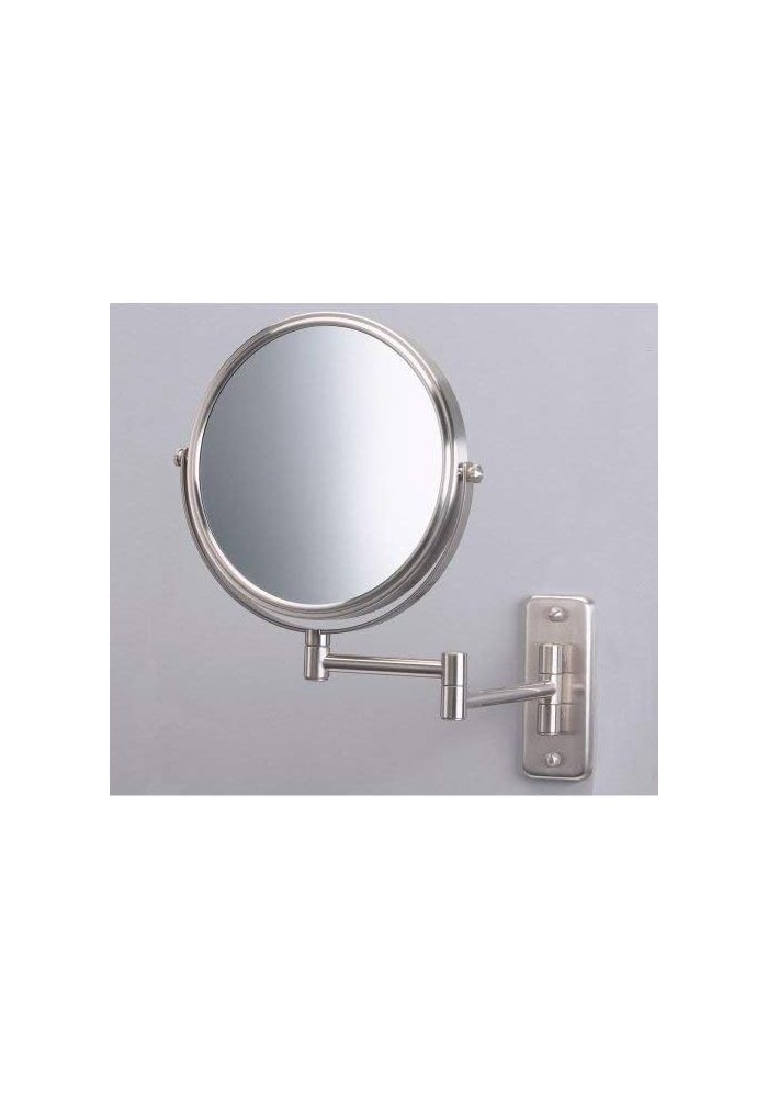 Jerdon Two-Sided Wall Mounted Makeup Mirror with Nickel Finish - 5X/1X Magnification, 8-Inch Diameter, Extends 13.5 Inches - Model JP7506N - Image 2