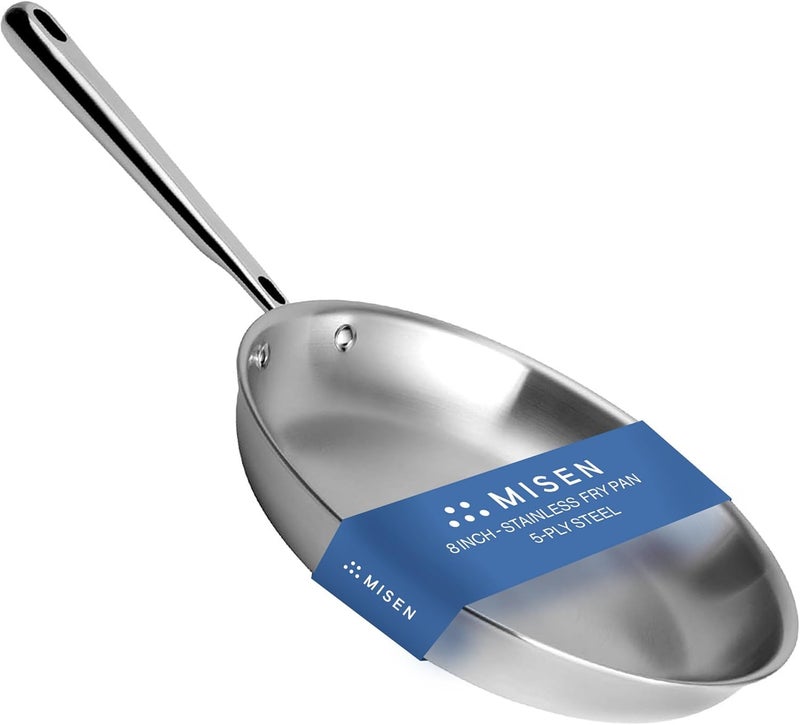 Misen 5-Ply Stainless Steel 8" Frying Pan - Professional Cookware for Induction, Gas and Electric - Dishwasher Safe, Oven Safe to 800°F - Durable, Versatile, Even Heating - Image 1