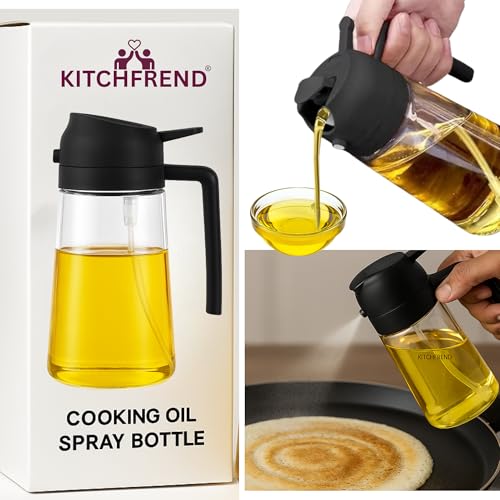 KITCHFREND Glass Oil Sprayer Bottle for cooking 2 in 1 Oil Spray & Oil Dispenser for Kitchen 500ml -Oil Sprayer Bottle for Air Fryer, BBQ, Salad,Dosa,Chapathi – Fine Mist Oil Spray Pump - Image 1