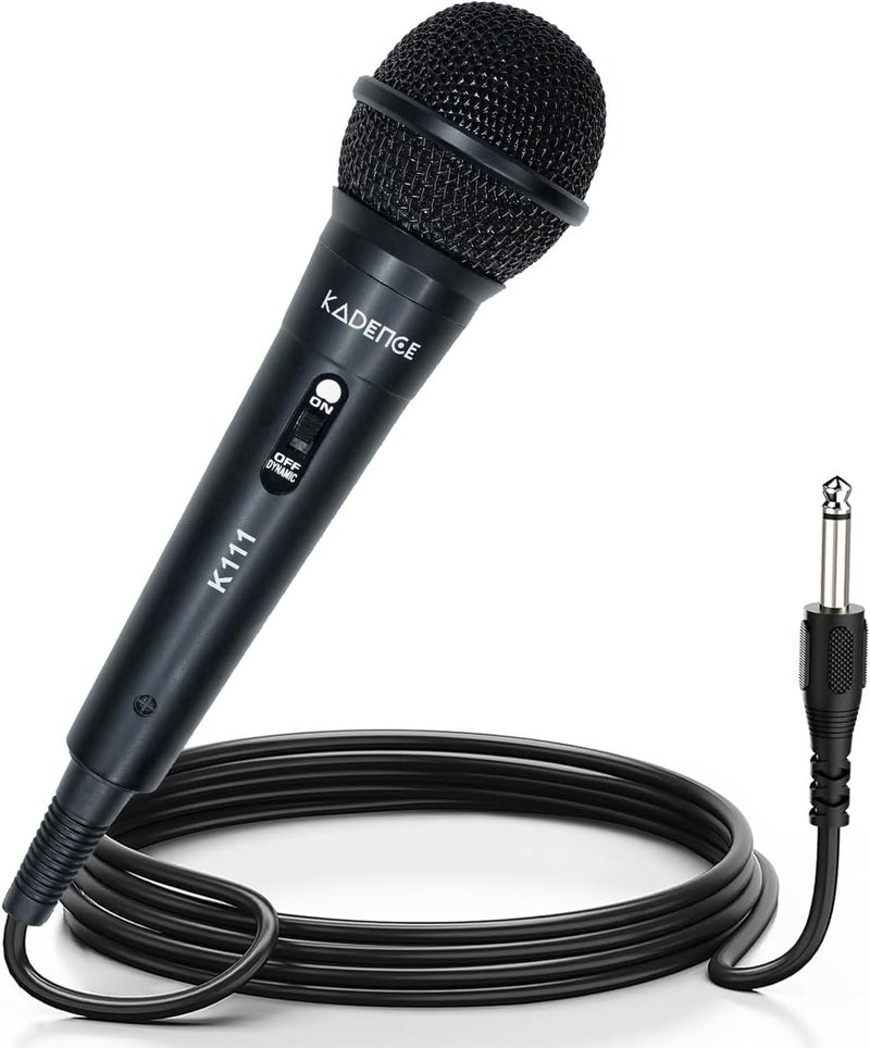 Kadence K111 Wired Dynamic Microphone | Cardioid Mic with 10FT Cable & 6.3mm Jack for Singing, Karaoke & Live Performance - Image 1