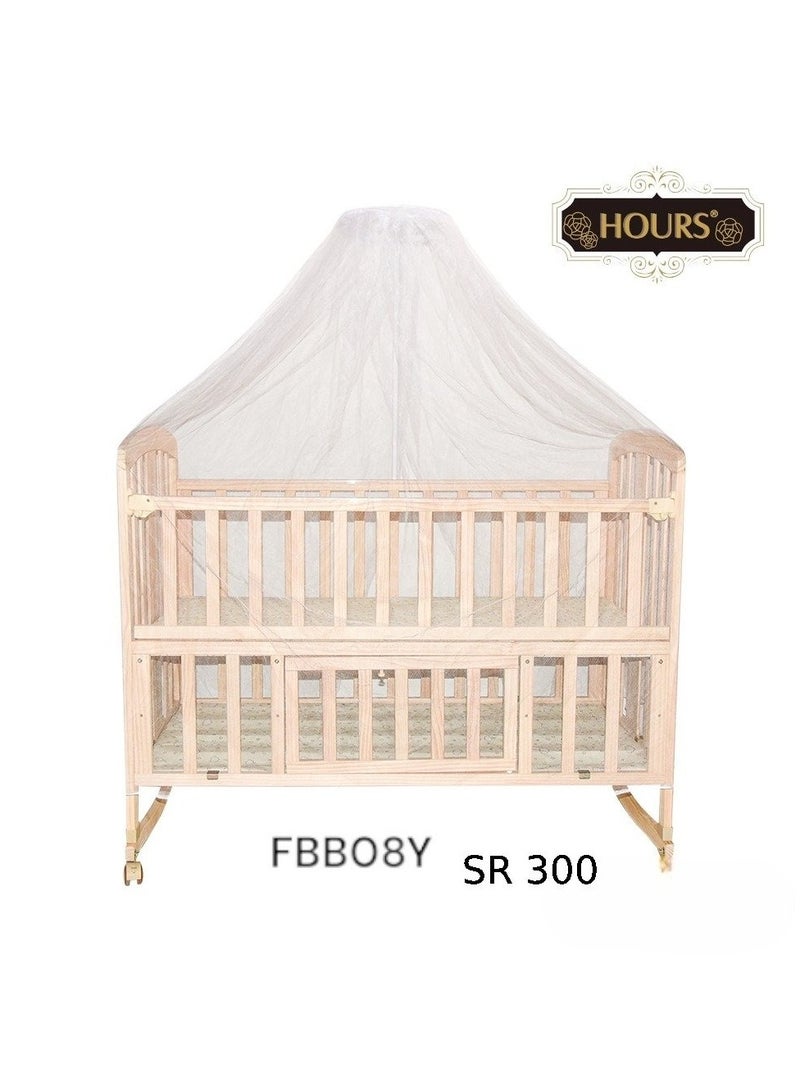 أورز سرير أطفال خشبي بتصميم أنيق بعجلات مع ناموسية خشب عالي الجودة لعمر 0-6  سنوات 120x60سم - Image 5