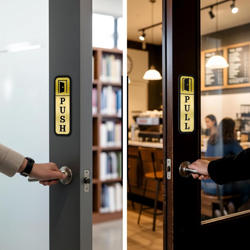 Zouple PUSH PULL Door Sign, 6 Inch, Acrylic, Self-Adhesive - Image 2