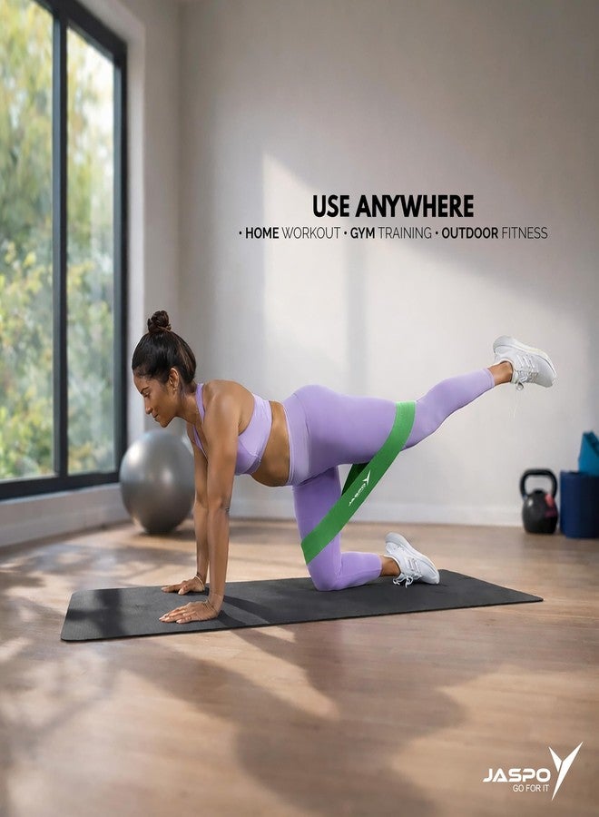 جاسبو مجموعة أربطة مقاومة JASPO Ultra Flex مكونة من 5 قطع - أربطة تمارين لاتكس صغيرة الحلقات لتمارين المؤخرة والوركين والأرداف والساقين | أربطة مطاطية لليوغا والبيلاتس والسكوات وتمارين القوة وصالة الألعاب الرياضية المنزلية | متعددة الألوان - Image 5