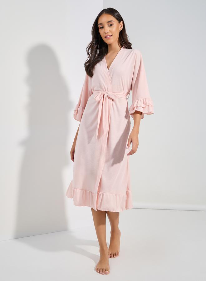 Styli Jersey Ruffle Sleeves & Hem Robe  - Image 1