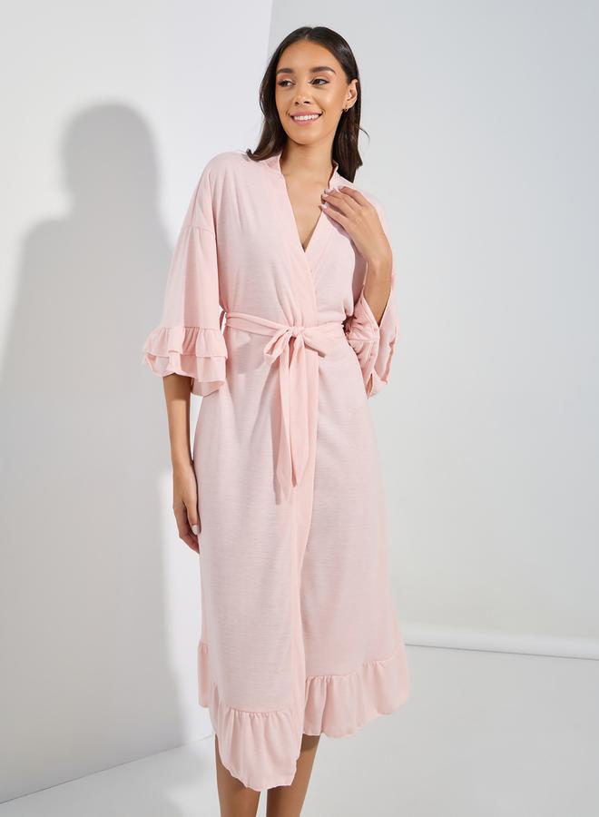 Styli Jersey Ruffle Sleeves & Hem Robe  - Image 2