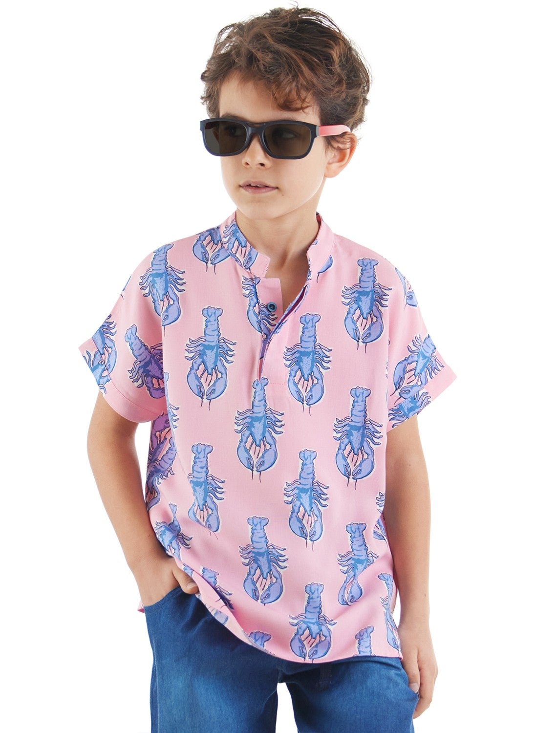 Mshb&G Lobster Boy Pink Short Sleeve Summer Shirt  - Image 1