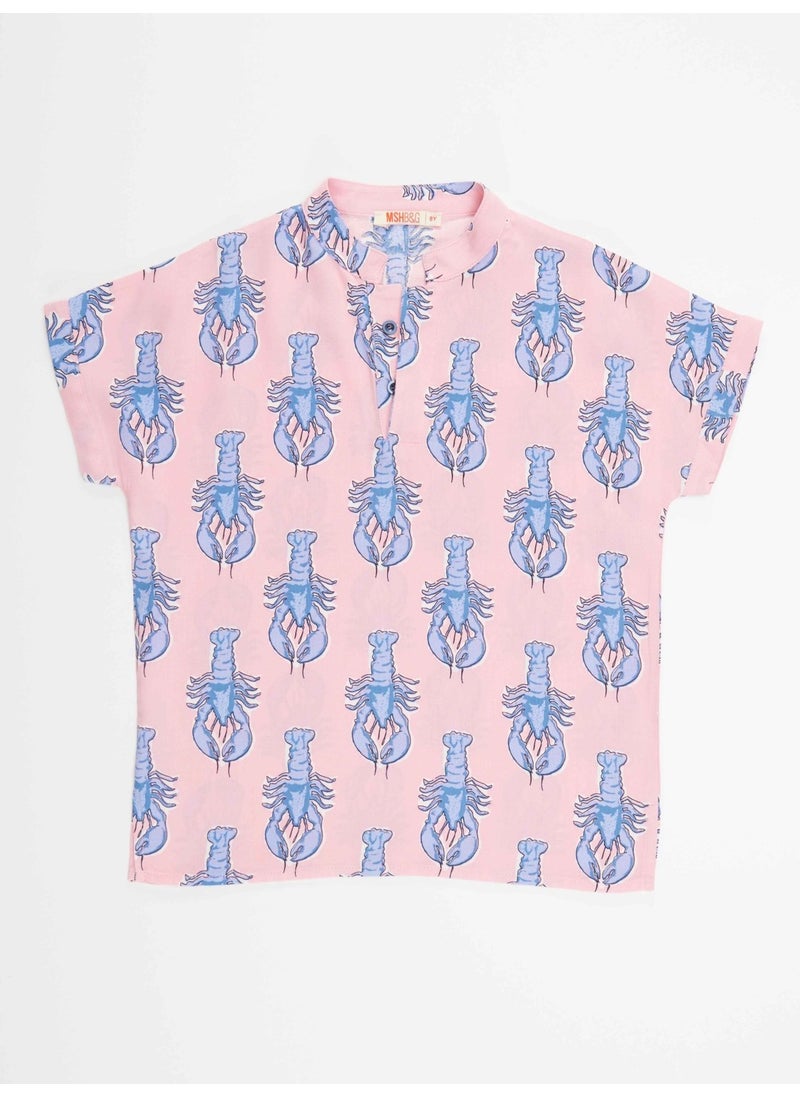 Mshb&G Lobster Boy Pink Short Sleeve Summer Shirt  - Image 3