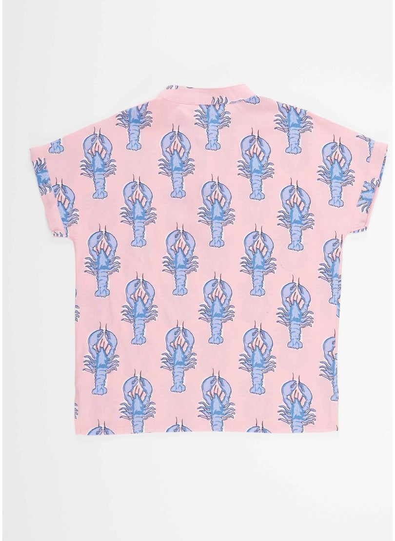 Mshb&G Lobster Boy Pink Short Sleeve Summer Shirt  - Image 4
