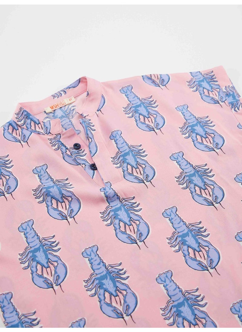 Mshb&G Lobster Boy Pink Short Sleeve Summer Shirt  - Image 5