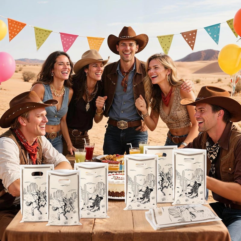 K1tpde Western Cowboy Goodies Bags - 50PCS First Rodeo Bachelorette Party Favor Gift Bags Bulk with Handle for Kids, Cowboy Ranch Western Birthday Party Decoration Wild West Baby Shower Supplies - Image 4