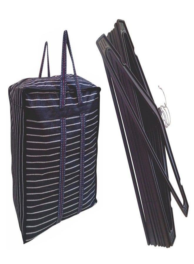 Dira Large Canvas Storage Bag with Zipper & Handles | Premium Clothes Hanger Set of 12 Plastic Lightweight Hanger | Perfect for Clothes Storage, Closet Use & Wardrobe Organization (Pack of 2) Black - Image 1