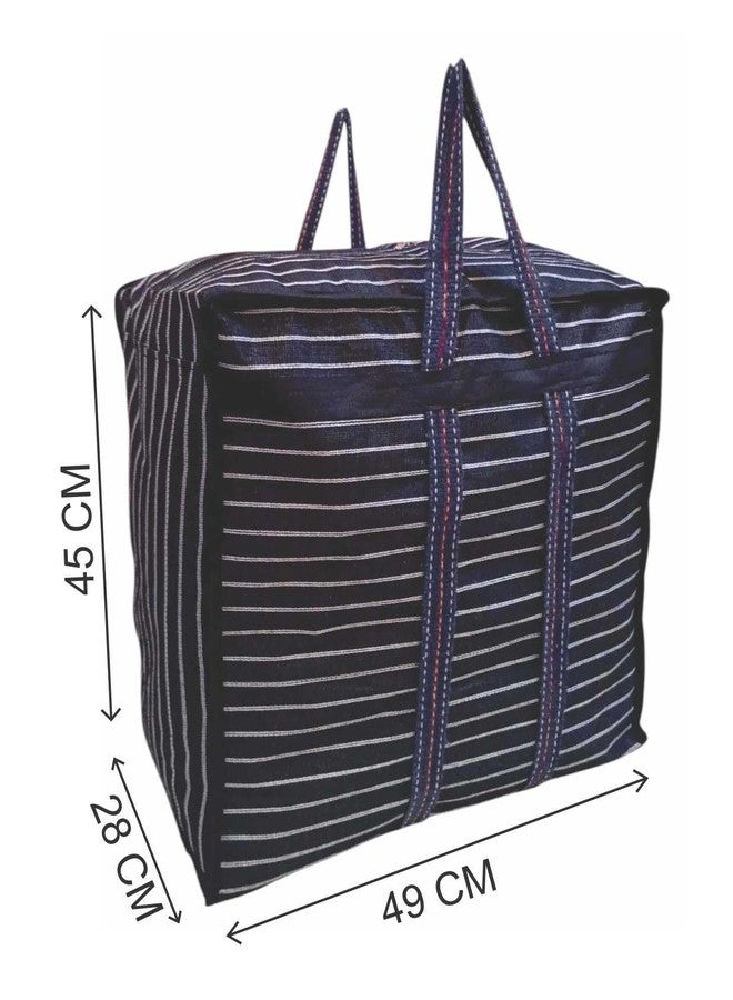 Dira Large Canvas Storage Bag with Zipper & Handles | Premium Clothes Hanger Set of 12 Plastic Lightweight Hanger | Perfect for Clothes Storage, Closet Use & Wardrobe Organization (Pack of 2) Black - Image 2