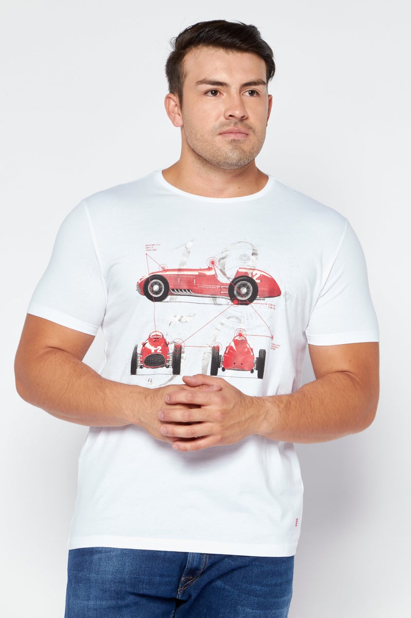 Scuderia Ferrari Men Sport Fit Short Sleeve Outdoor T-Shirts, White Combo - Image 1