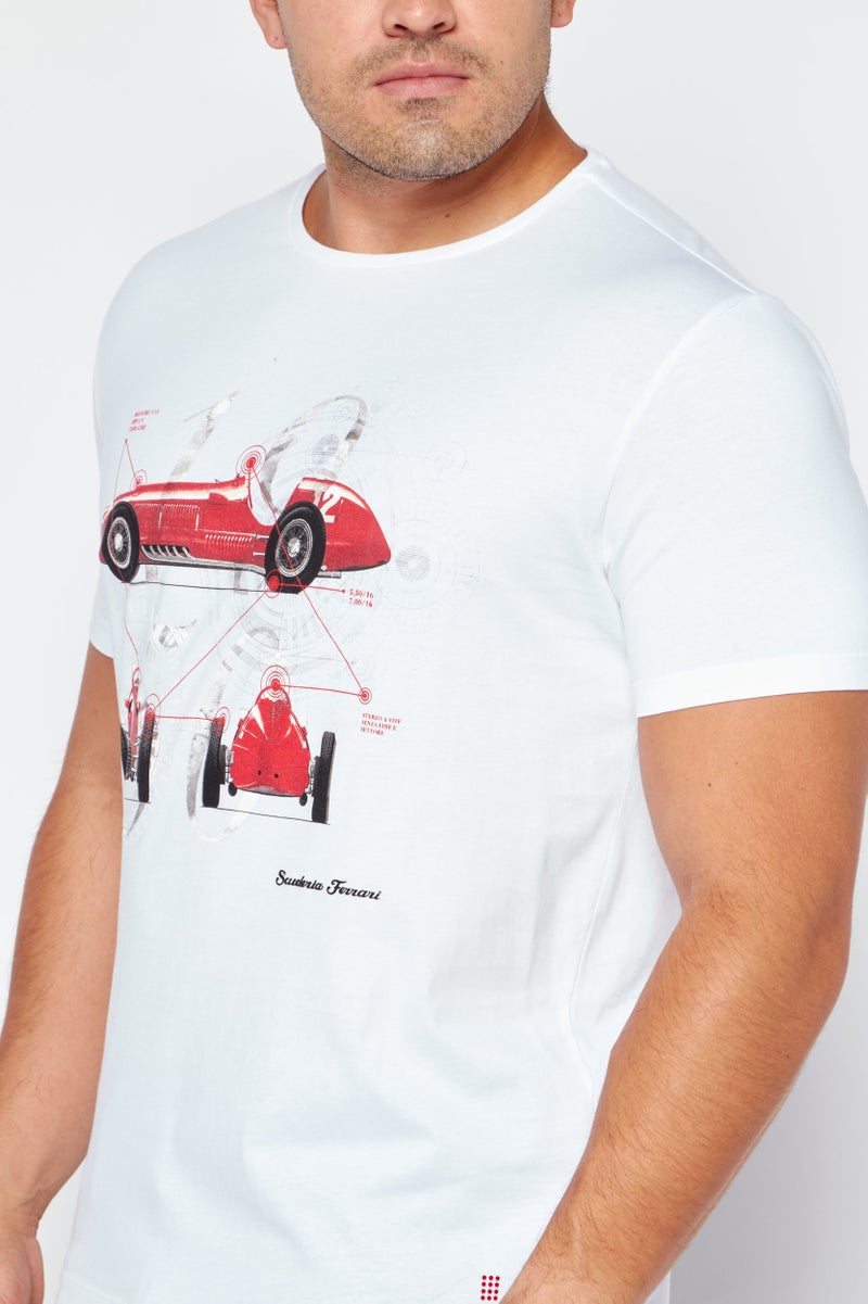 Scuderia Ferrari Men Sport Fit Short Sleeve Outdoor T-Shirts, White Combo - Image 3