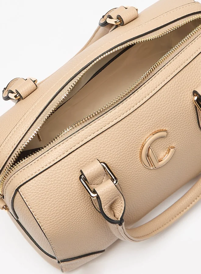 Le Confort Women's Textured Duffle Bag with Zip Closure and Double Handle