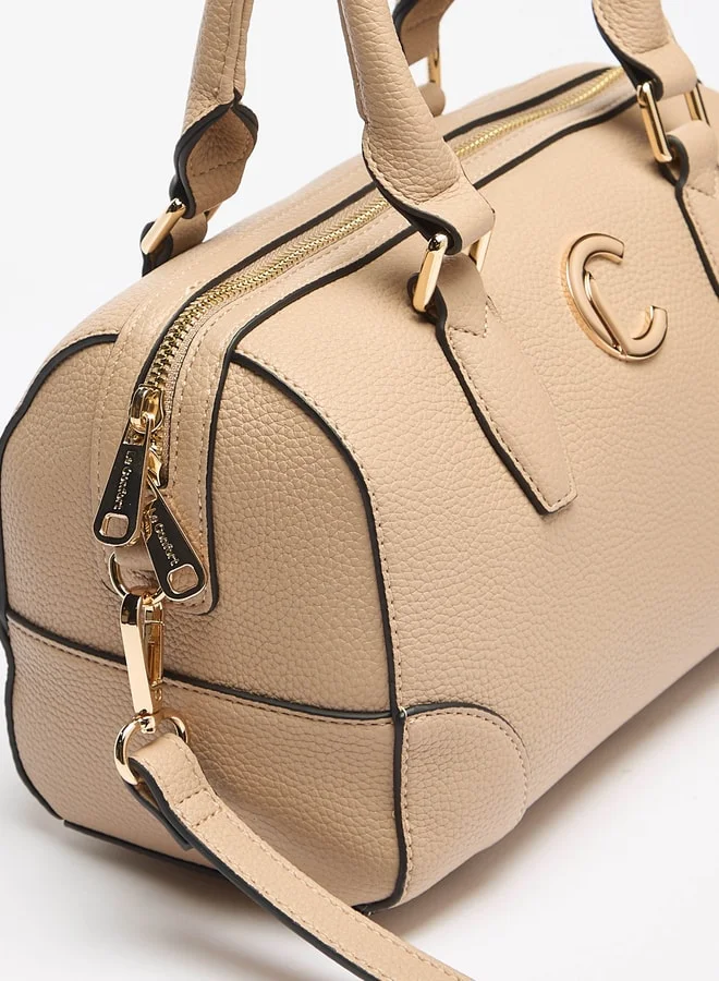 Le Confort Women's Textured Duffle Bag with Zip Closure and Double Handle